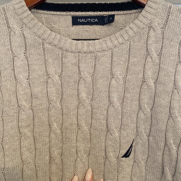 Nautica - Tan Cable Knit Crew Neck Sweater (M) - Picture 2 of 3